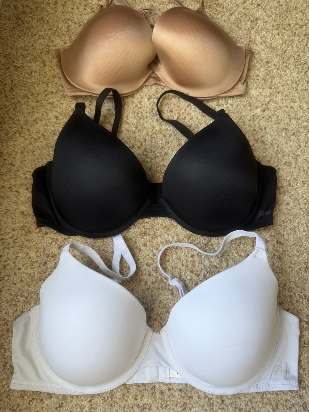 3 T-Shirt Bras in Nude, Black & White - Picture 1 of 6